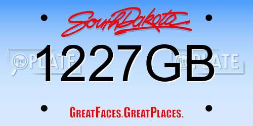 1227GB South Dakota License Plate