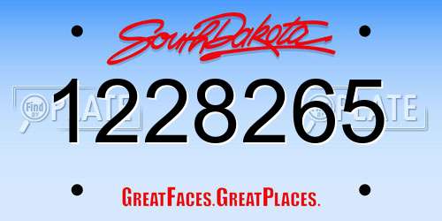 1228265 South Dakota License Plate