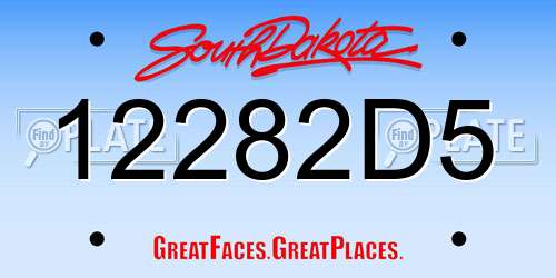 12282D5 South Dakota License Plate
