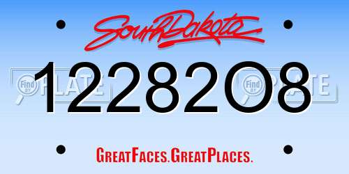 12282O8 South Dakota License Plate