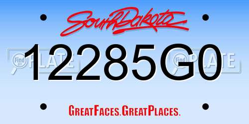12285G0 South Dakota License Plate