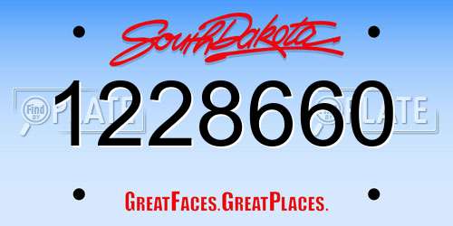 1228660 South Dakota License Plate