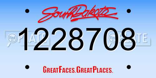 1228708 South Dakota License Plate