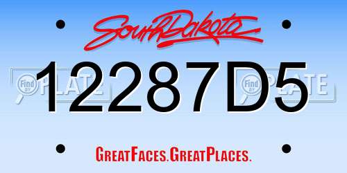 12287D5 South Dakota License Plate