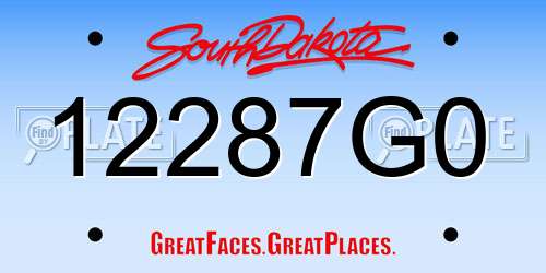 12287G0 South Dakota License Plate