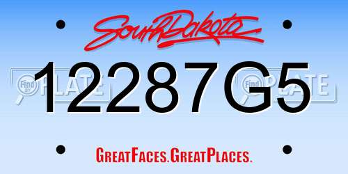 12287G5 South Dakota License Plate