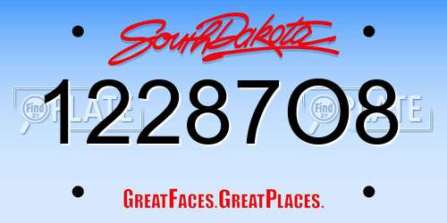 12287O8 South Dakota License Plate