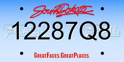 12287Q8 South Dakota License Plate