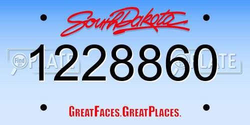 1228860 South Dakota License Plate