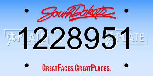 1228951 South Dakota License Plate