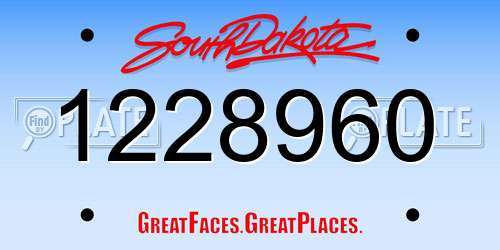 1228960 South Dakota License Plate