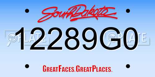 12289G0 South Dakota License Plate