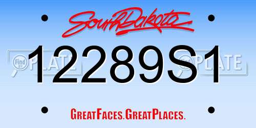12289S1 South Dakota License Plate