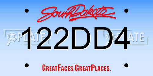 122DD4 South Dakota License Plate