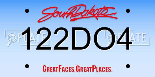 122DO4 South Dakota License Plate