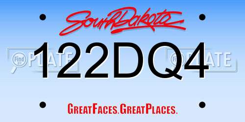 122DQ4 South Dakota License Plate