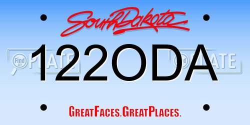 122ODA South Dakota License Plate