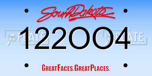 122OO4 South Dakota License Plate