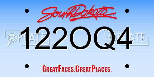 122OQ4 South Dakota License Plate