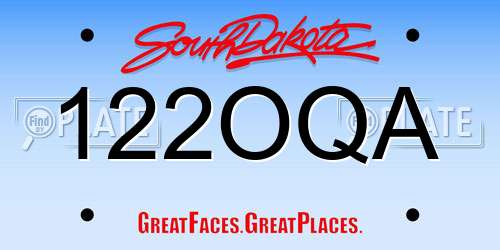122OQA South Dakota License Plate
