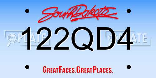 122QD4 South Dakota License Plate