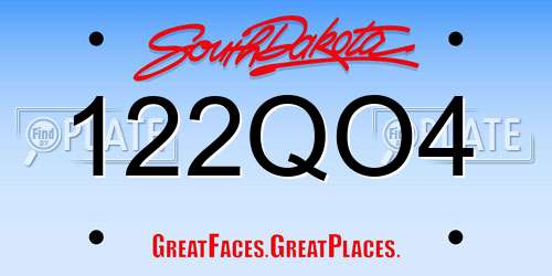122QO4 South Dakota License Plate