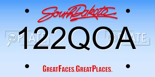 122QOA South Dakota License Plate