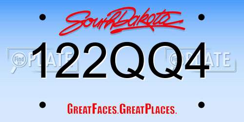 122QQ4 South Dakota License Plate