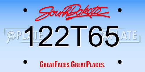 122T65 South Dakota License Plate