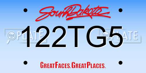 122TG5 South Dakota License Plate