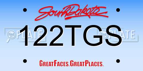 122TGS South Dakota License Plate