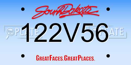 122V56 South Dakota License Plate