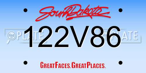 122V86 South Dakota License Plate