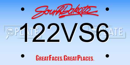 122VS6 South Dakota License Plate