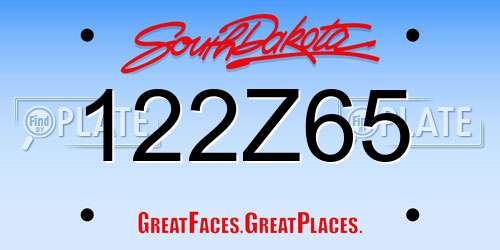122Z65 South Dakota License Plate