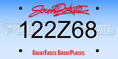 122Z68 South Dakota License Plate