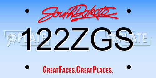 122ZGS South Dakota License Plate