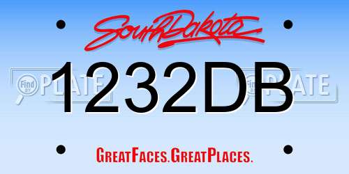 1232DB South Dakota License Plate