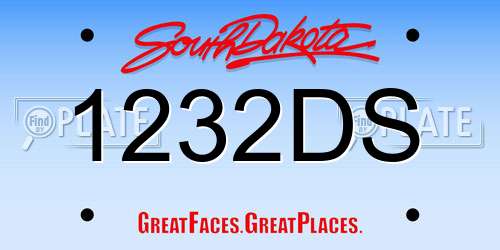 1232DS South Dakota License Plate