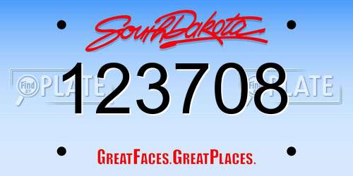 123708 South Dakota License Plate