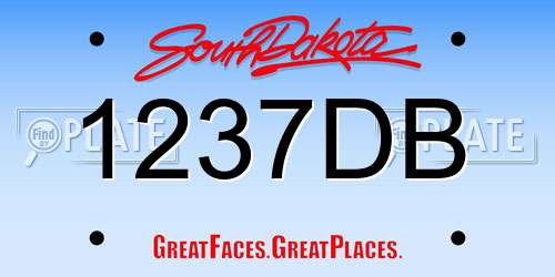 1237DB South Dakota License Plate