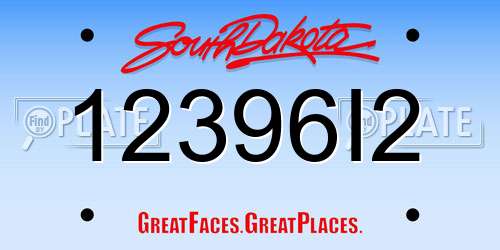 12396I2 South Dakota License Plate