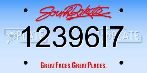 12396I7 South Dakota License Plate