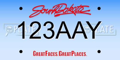 123AAY South Dakota License Plate