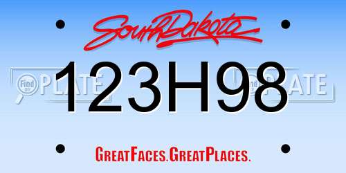 123H98 South Dakota License Plate
