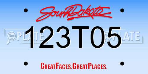 123T05 South Dakota License Plate