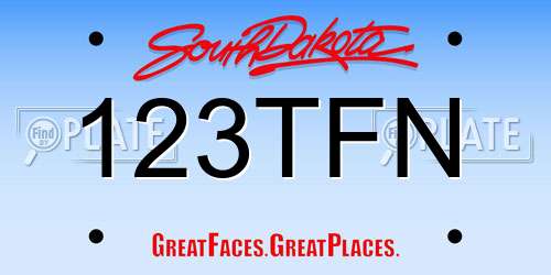 123TFN South Dakota License Plate