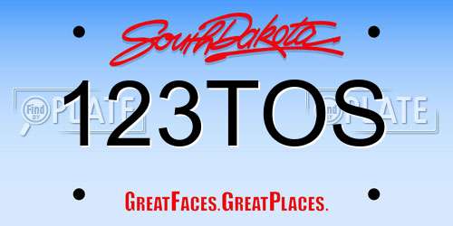 123TOS South Dakota License Plate