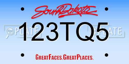 123TQ5 South Dakota License Plate