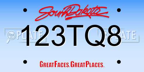 123TQ8 South Dakota License Plate